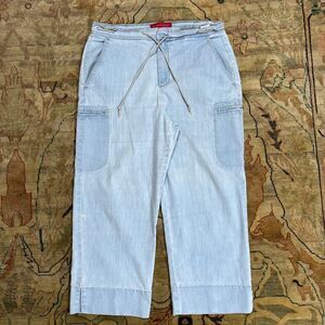 Gloria Vanderbilt Wide-Leg Crop Pants Blue Womens Size 10 Lightweight Vtg